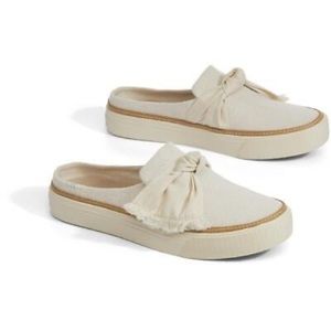 TOMS Sunrise Desert Taupe Beige Slip On Mules Clogs Vegan Canvas Women’s Size 9